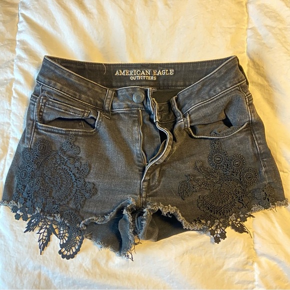 American Eagle Outfitters Pants - American Eagle Outfitters Black Jean Stretch Shortie Shorts